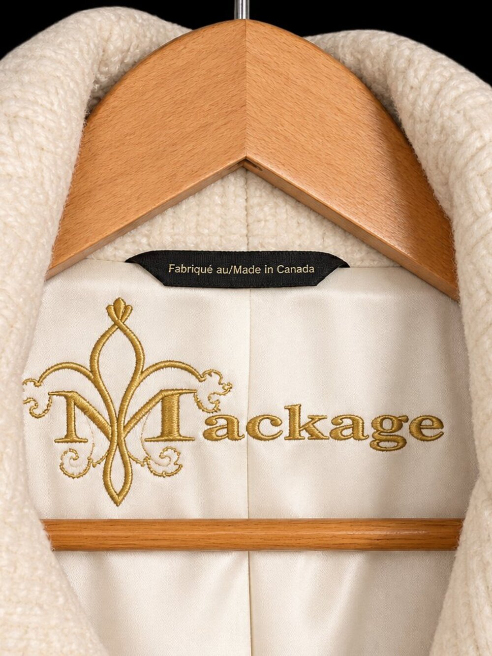 Mackage Ivory Herringbone Wool Belted Coat - Picture 3 of 4